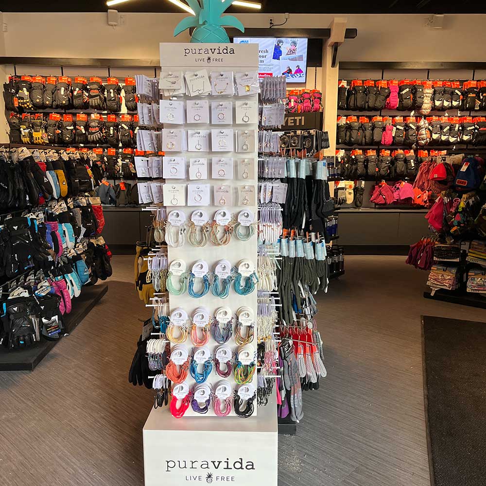 Pura Vida product on display in a retail store
